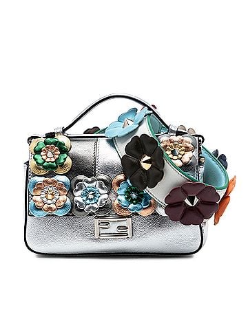 Fendi Micro Bicolor Metallic Leather Flowerland Double Baguette Satchel (view 1)