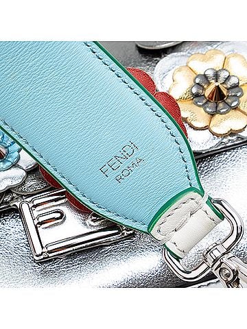 Fendi Micro Bicolor Metallic Leather Flowerland Double Baguette Satchel (view 2)