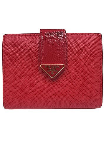 Prada Prada Triangle Logo 1MV204 2C7X Saffiano Leather Red Bi-fold Wallet 0883PRADA (view 1)