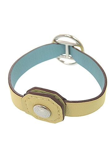 Hermès Hermes Petit H Bracelet, Veau Swift Leather, Yellow/Light Blue, 1022HERMES (view 2)