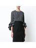 Milly 100% Cotton Stripes Black White 3/4 Sleeve Top Size 4 - photo 4