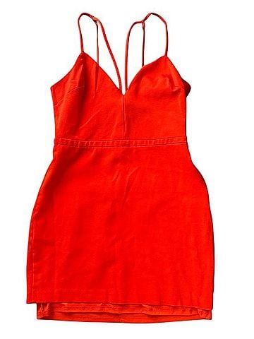 Bebe Plunging Neck Double Strap mini dress Cocktail Dress (view 2)