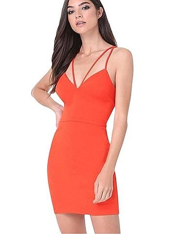 Bebe Plunging Neck Double Strap mini dress Cocktail Dress (view 1)
