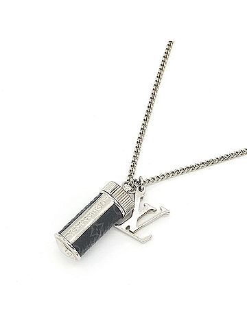 Louis Vuitton Louis Vuitton Monogram Eclipse Collier Charms Necklace M63641 Leather Metal Pendant LV Charm Men's LOUIS VUITTON (view 1)