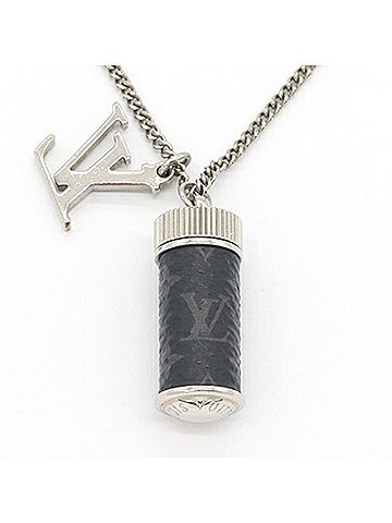 Louis Vuitton Louis Vuitton Monogram Eclipse Collier Charms Necklace M63641 Leather Metal Pendant LV Charm Men's LOUIS VUITTON (view 2)