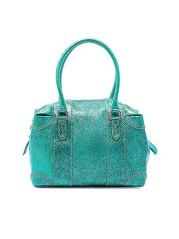 Fendi Metallic Pebbled Leather Mixed Media Boston Bag (view 1)