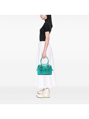 Fendi Metallic Pebbled Leather Mixed Media Boston Bag (view 2)