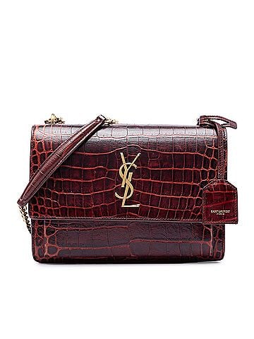 Saint Laurent Medium Croc Embossed Leather Monogram Sunset Crossbody (view 1)