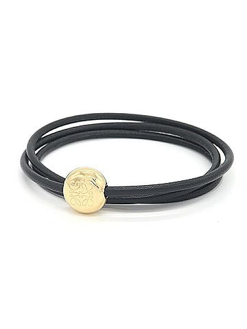 Loewe Loewe Anagram Poupelle Bracelet J242240X58 Black Leather Metal M Size Bangle Triple Strap Women's LOEWE (view 1)