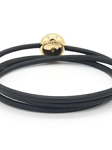 Loewe Loewe Anagram Poupelle Bracelet J242240X58 Black Leather Metal M Size Bangle Triple Strap Women's LOEWE (view 2)