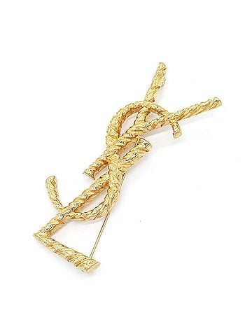 Yves Saint Laurent Yves Saint Laurent Saint Laurent Cassandra Brooch 840195 Gold Metal Pin Twist YSL Women's SAINT LAURENT (view 1)
