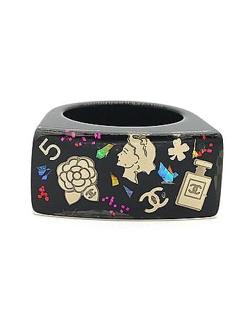 Chanel Chanel Ring, Black Resin, 06A, 2006 Model, Coco Mark, Old Style, Ladies' CHANEL (view 1)