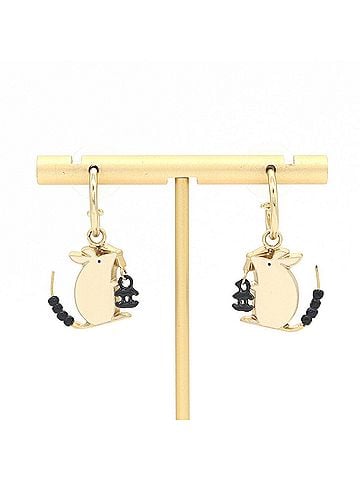 Chanel Chanel Earrings, Cream Black Matte Gold Metal, 07P, 2007 Model, Year Animal Mouse, Coco Mark, Women's, CHANEL (view 1)