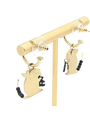 Chanel Chanel Earrings, Cream Black Matte Gold Metal, 07P, 2007 Model, Year Animal Mouse, Coco Mark, Women's, CHANEL (view 2)