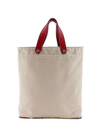 Hermès Hermes Petit Ash handbag/tote bag, Toile H x silk, beige, A5 size, drawstring closure, women's. (view 1)