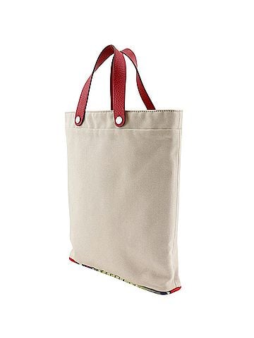 Hermès Hermes Petit Ash handbag/tote bag, Toile H x silk, beige, A5 size, drawstring closure, women's. (view 2)