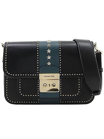 Michael Kors Michael Kors Sloane Editor Studs Shoulder Bag 30F8GS9L3Y Leather Black Star Flap Women's (view 1)