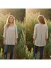 Flax 100% Linen Tan Ivory Long Sleeve Blouse Size S - photo 3