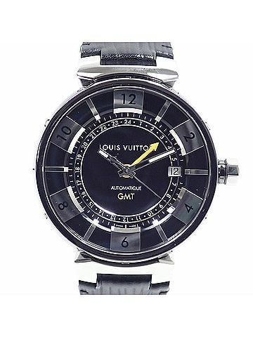 Louis Vuitton Louis Vuitton Tambour GMT Men's Automatic Watch, Stainless Steel, Leather Strap, Q113K, Winding, A4045545 (view 1)
