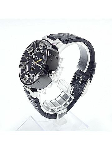 Louis Vuitton Louis Vuitton Tambour GMT Men's Automatic Watch, Stainless Steel, Leather Strap, Q113K, Winding, A4045545 (view 2)