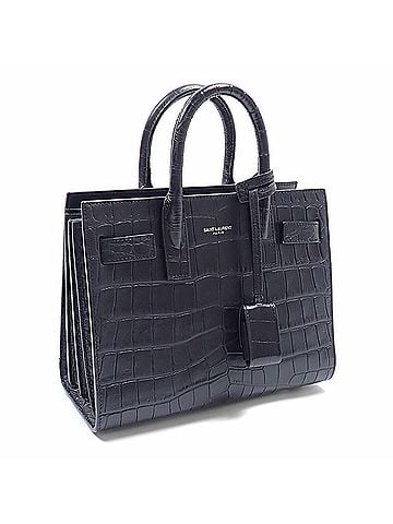 Saint Laurent Saint Laurent Paris handbag, Sac de Jour Baby, women's, black leather, embossed, 392035. (view 1)