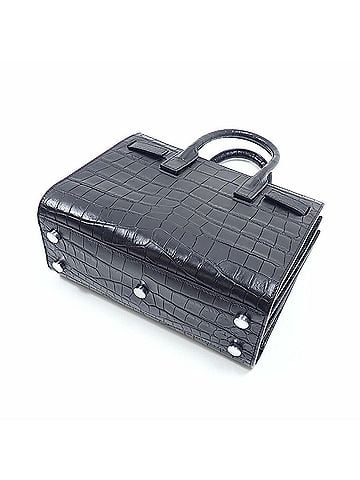 Saint Laurent Saint Laurent Paris handbag, Sac de Jour Baby, women's, black leather, embossed, 392035. (view 2)