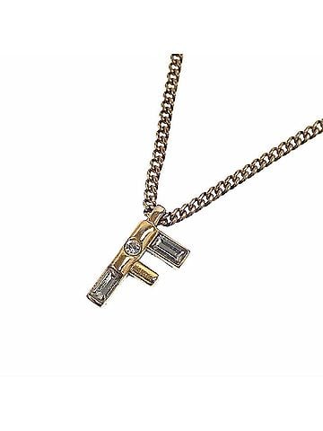 Fendi Fendi necklace for women, gold GP with rhinestones. (view 1)