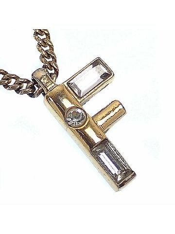 Fendi Fendi necklace for women, gold GP with rhinestones. (view 2)