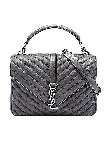 Saint Laurent Medium Chevron Sheepskin Monogram College Satchel (view 1)