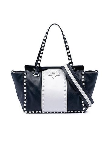 Valentino Small Bicolor Leather Rockstud Double Handle Tote (view 1)