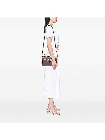 Valentino Small Leather Rockstud Single Handle Flap (view 2)