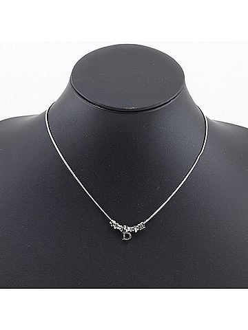 Christian Dior Christian Dior D logo necklace, metal, silver, approximately 7.4g, women's. (view 2)
