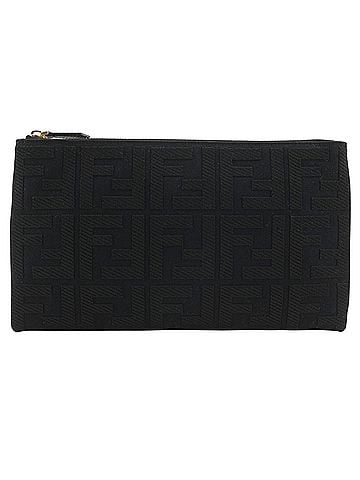 Fendi Fendi Medium Flat Pouch (FF Logo, 8N0149 A9P6) - Cotton, Black, Unisex (view 1)