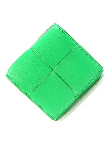 Bottega Veneta Bottega Veneta Cassette 679846 Paraquito Leather Coin Purse Compact Wallet Mini Square Green Men's Women's BOTTEGA VENETA (view 1)