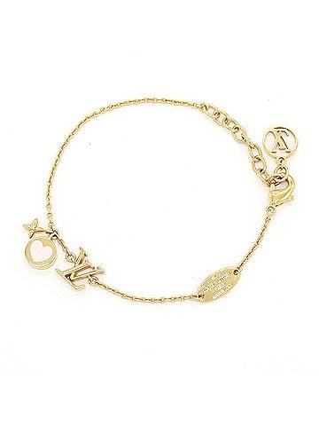 Louis Vuitton Louis Vuitton Bracelet LV Iconic M1211A Gold Pink Metal Enamel Chain Heart Women's LOUIS VUITTON (view 1)