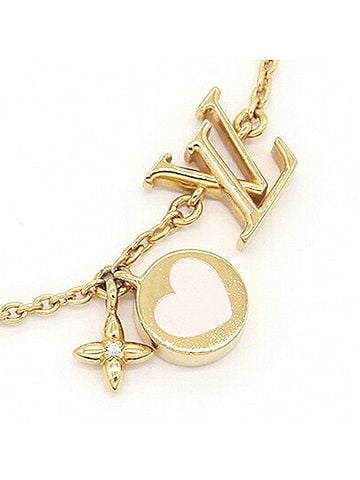 Louis Vuitton Louis Vuitton Bracelet LV Iconic M1211A Gold Pink Metal Enamel Chain Heart Women's LOUIS VUITTON (view 2)