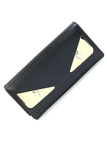 Fendi Fendi Bi-fold Long Wallet Bugs Eye Monster Continental 8M0251 Black Leather for Women FENDI (view 1)