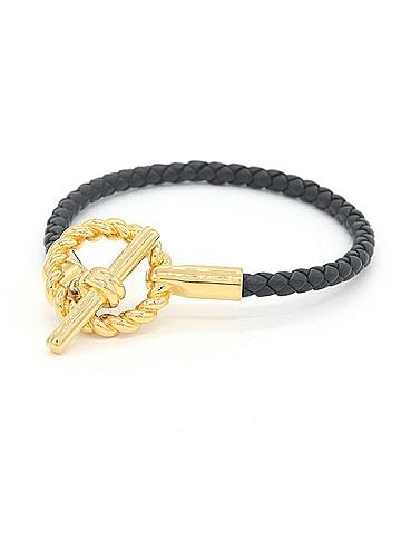 Hermès Hermes Glenan Godronne Bracelet H100127 Black Veau Swift Leather Women's HERMES (view 1)