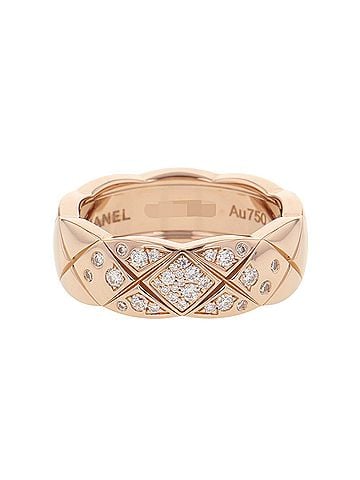 Chanel Chanel Coco Crush Collection Medium Ring, 31 Diamonds (approx. 0.19ct total), 18K Pink Gold, J11101. (CHANEL Diamond Beige Gold) (view 1)