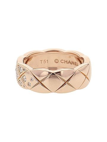 Chanel Chanel Coco Crush Collection Medium Ring, 31 Diamonds (approx. 0.19ct total), 18K Pink Gold, J11101. (CHANEL Diamond Beige Gold) (view 2)