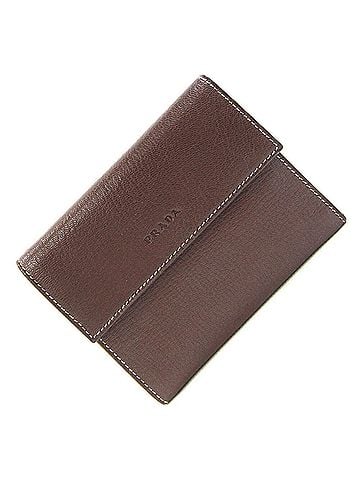 Prada Prada Tri-fold Wallet M170X Dark Brown Leather Compact for Women PRADA (view 1)