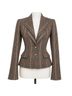 Ralph Lauren 100% Wool 100% Viscose Houndstooth Plaid Brown Gray Blazer Size 8 - photo 1