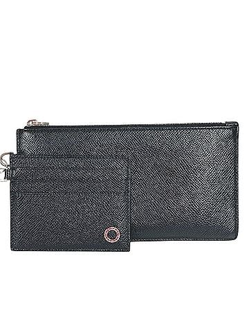 Bvlgari BVLGARI Bulgari Men's Wallet, Coin Purse & Business Card Holder/Card Case, Long Holder, Pass Leather Wallet/Coin Purse, Women's, Black (view 1)