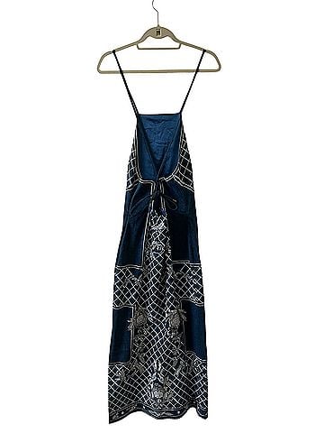 Karen Millen Beaded Embellished Denim Woven Halter Midi Cocktail Dress (view 2)