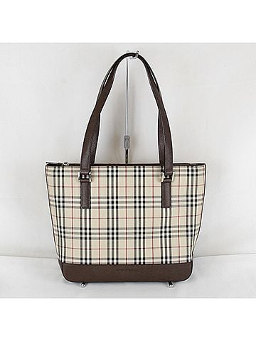 Burberry BURBERRY Nova Check Handbag, Leather/Canvas, Brown, Women's (view 1)