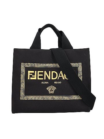 Fendi Fendi FENDACE Shopper Bag Medium Tote Canvas 8BH395 Black Men's FENDI 2-way (view 1)