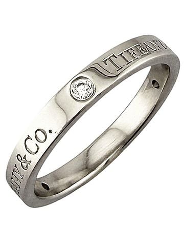 Tiffany & Co. Tiffany & Co. Flat Band Ring, Platinum 950 with Diamond, Women's Ring. (view 1)