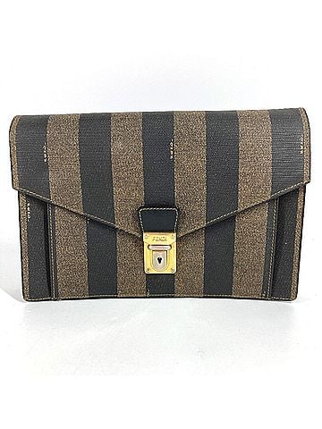 Fendi FENDI Vintage Pecan Bag, Document Flap Clutch Leather, Men's & Women's, Khaki (view 1)