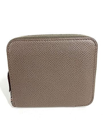 Hermès HERMES Azap Compact Silk In Wallet, Coin Purse, Round Zipper, Epsom Leather, Men's & Women's, Etoupe Gray (view 1)