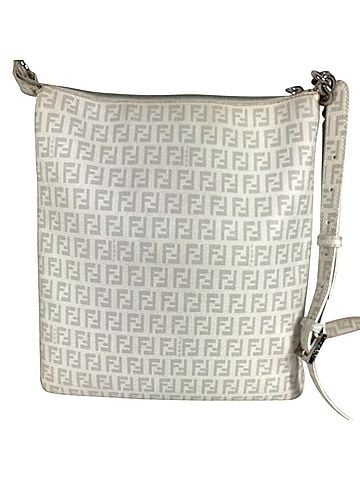 Fendi FENDI 8BT151 Zucchino Logo Crossbody Pouch Bag Shoulder Leather Men's Women's White (view 2)